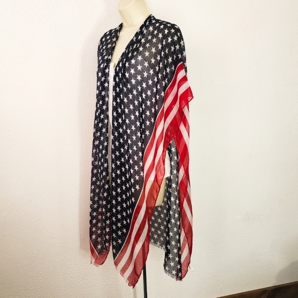 Coverup Patriotic Semi Sheer Stars And Stripes Red Size OS - Picture 6 of 10